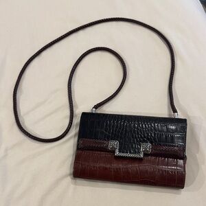 Elegant Black and Brown Croc-Embossed Women's Bag